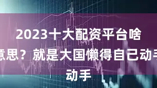 2023十大配资平台啥意思？就是大国懒得自己动手